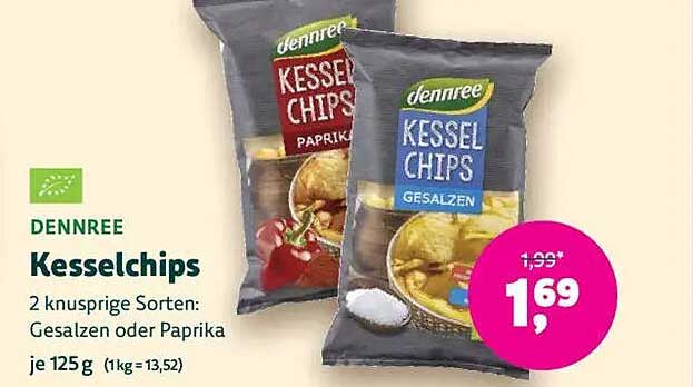 DENNREE Kesselchips – 2 knusprige Sorten: Gesalzen oder Paprika