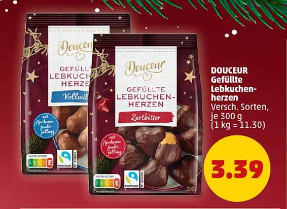 DOUCEUR Gefüllte Lebkuchenherzen, Versch. Sorten, je 300 g