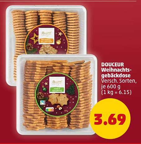 DOUCEUR Weihnachtsgebäckdose Versch. Sorten, je 600 g
