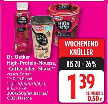 Dr. Oetker High-Protein-Mousse, -Coffee oder -Shake - versch. Sorten