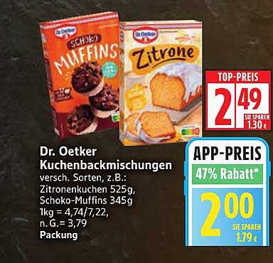 Dr. Oetker Kuchenbackmischungen - Zitronenkuchen und Schoko-Muffins