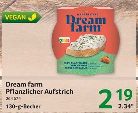 Dream farm Pflanzlicher Aufstrich 130-g-Becher