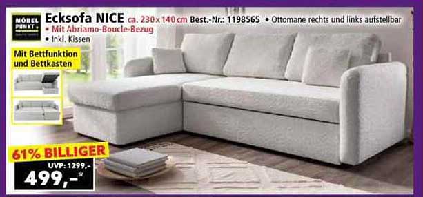Ecksofa NICE mit Bettfunktion und Bettkasten