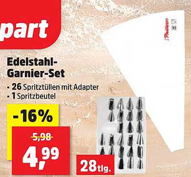 Edelstahl-Garnier-Set mit 26 Spritztüllen und 1 Spritzbeutel