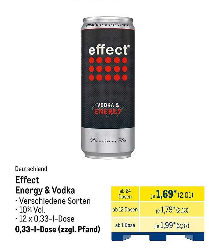 Effect Energy & Vodka - Verschiedene Sorten, 0,33-l-Dose
