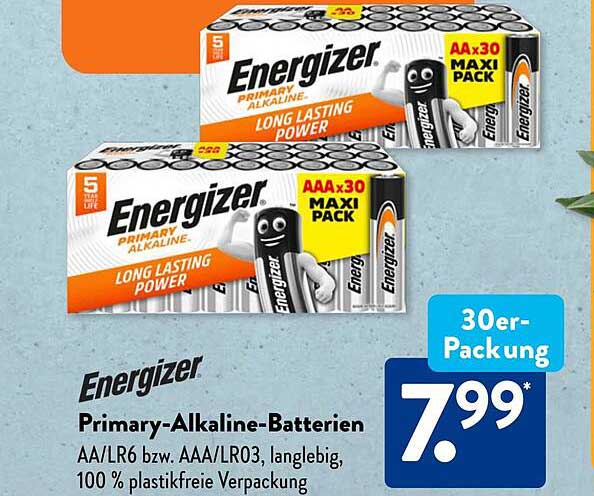 Energizer Primary-Alkaline-Batterien 30er-Packung