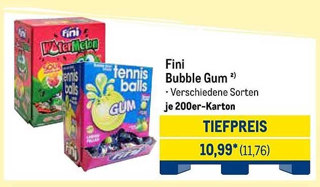 Fini Bubble Gum – Verschiedene Sorten je 200er-Karton