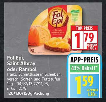 Fol Epi, Saint Albray oder Rambol - Französischer Schnittkäse in Scheiben