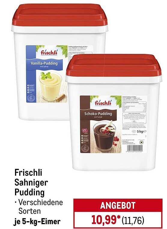Frischli Sahniger Pudding - Verschiedene Sorten je 5-kg-Eimer