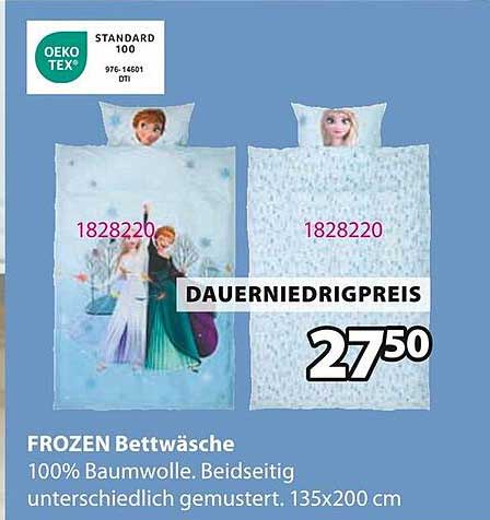 FROZEN Bettwäsche 100% Baumwolle, beidseitig unterschiedlich gemustert, 135x200 cm