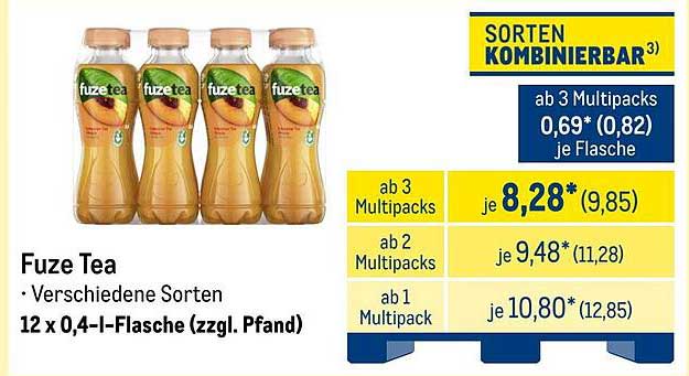 Fuze Tea - Verschiedene Sorten, 12 x 0,4-l-Flasche (zzgl. Pfand)