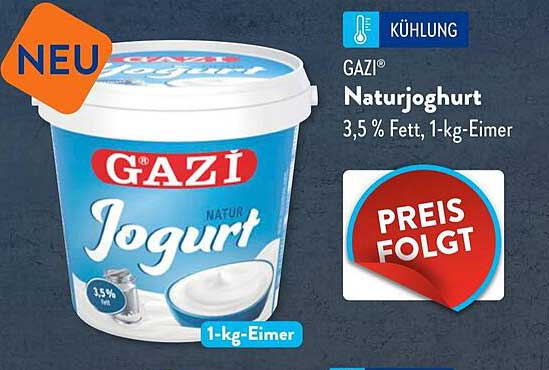 GAZİ Naturjoghurt 3,5 % Fett, 1-kg-Eimer