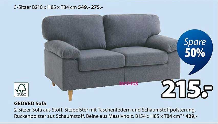 GEDVED 2-Sitzer-Sofa aus Stoff, Angebot bei Jysk