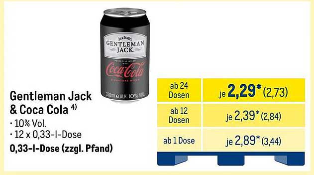 Gentleman Jack & Coca Cola - Erfrischendes Drink-Angebot