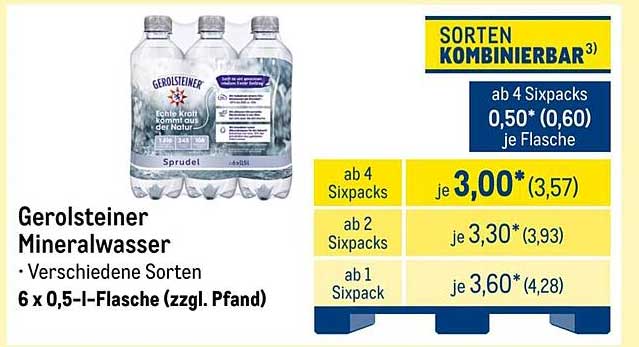 Gerolsteiner Mineralwasser 6 x 0,5 l-Flasche