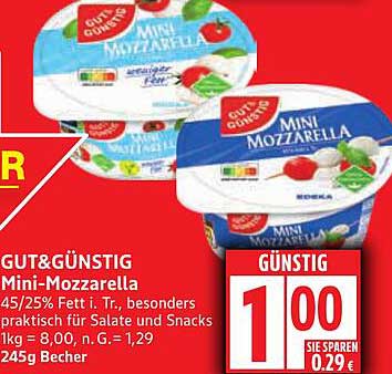 GUT&GÜNSTIG Mini-Mozzarella 245g Becher