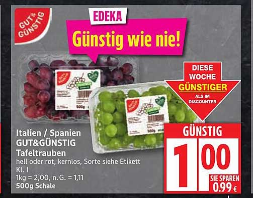 GUT&GÜNSTIG Tafeltrauben 500g