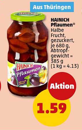 HAINICH Pflaumen Halbe Frucht, gezuckert, je 680 g