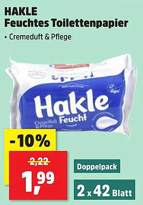 HAKLE Feuchtes Toilettenpapier - Cremeduft & Pflege