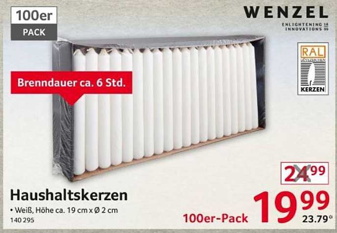 Haushaltskerzen 100er-Pack