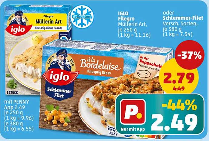 IGLO Filegro Müllerinnen Art oder Schlemmer-Filet verschiedenen Sorten je 250 g