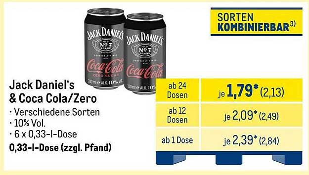 Jack Daniel's & Coca-Cola/Zero - 0,33-I-Dose
