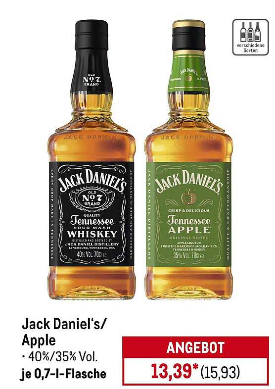 Jack Daniel's Tennessee Whiskey und Tennessee Apple