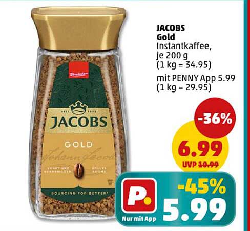 JACOBS Gold Instantkaffee, je 200 g