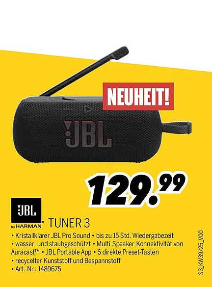 JBL Tuner 3 – Kristallklarer Klang und vielseitige Anwendung
