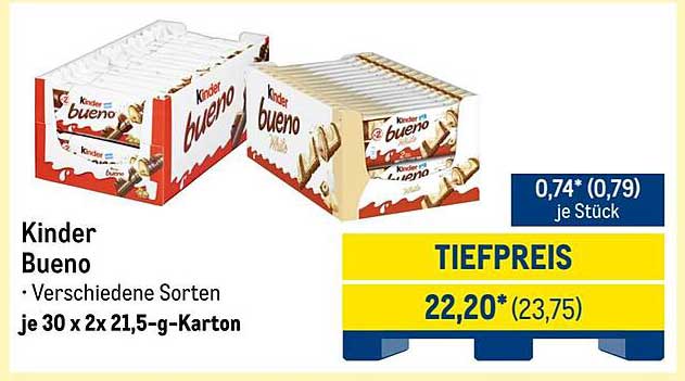 Kinder Bueno – Verschiedene Sorten im 30er Karton