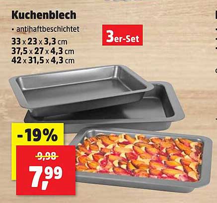 Kuchenblech - 3er-Set, antihaftbeschichtet