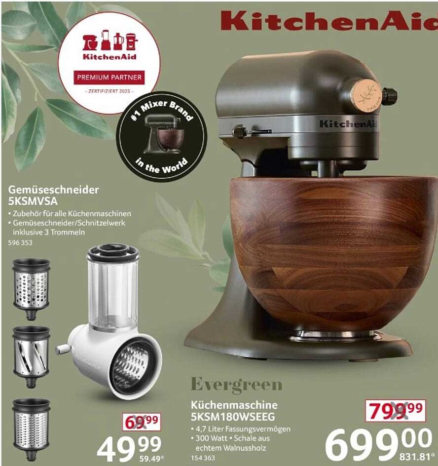 Küchenmaschine 5KSM180WSEG und Gemüseschneider 5KSMVSA