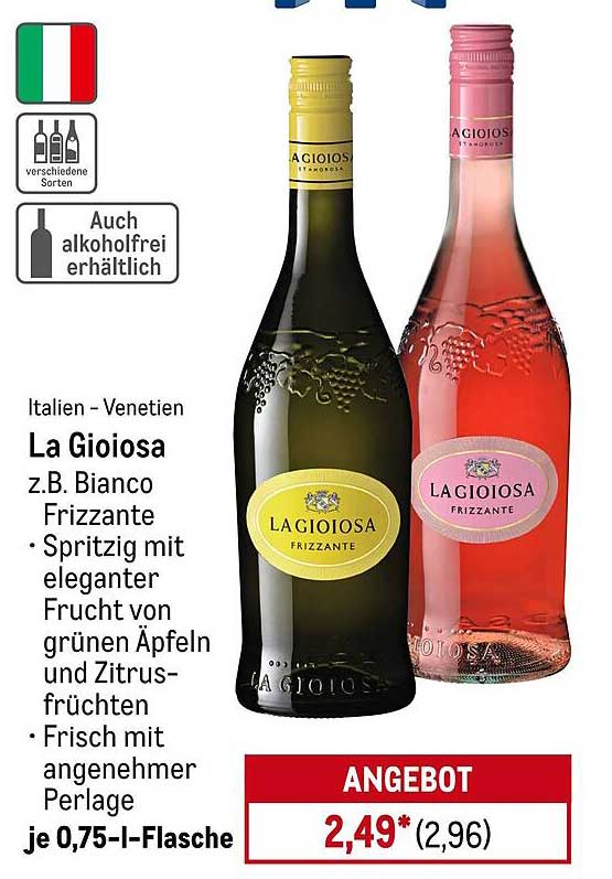 La Gioiosa Frizzante 0,75 l - Spritzig und frisch aus Venetien