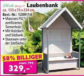 Laubenbank aus massivem FSC-zertifiziertem Tannenholz
