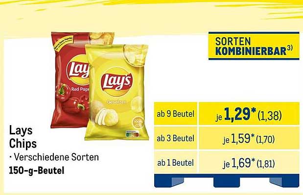 Lays Chips - Verschiedene Sorten, 150-g-Beutel