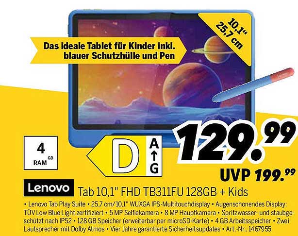 Lenovo Tab 10,1" FHD TB311FU 128GB + Kids