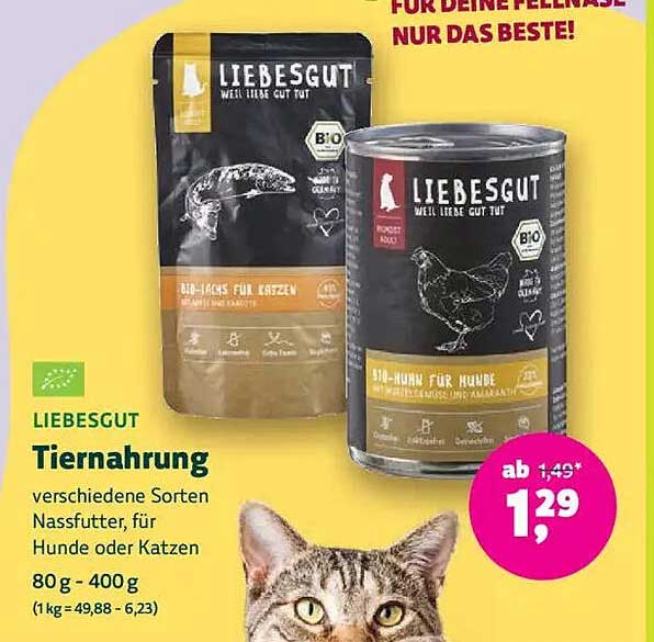 LIEBSEGUT Tiernahrung - verschiedene Sorten Nassfutter für Hunde oder Katzen