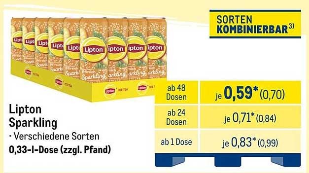 Lipton Sparkling - Verschiedene Sorten, 0,33-I-Dose (zzgl. Pfand)