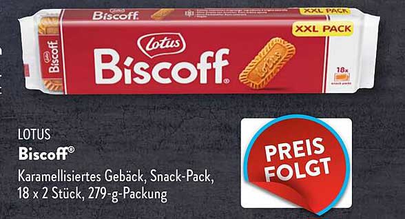 Lotus Biscoff® Karamellisierte Gebäck, Snack-Pack, 18 x 2 Stück, 279-g-Packung