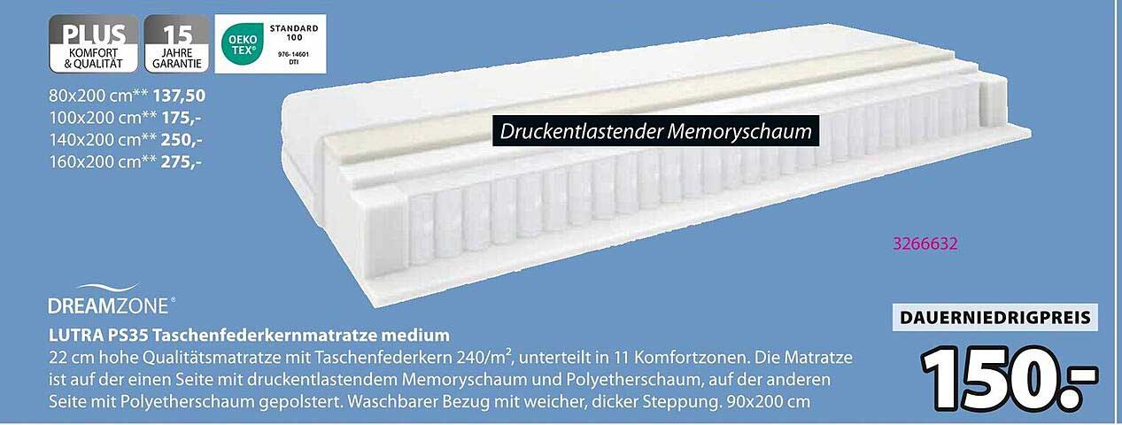 LUTRA PS35 Taschenfedermatratze medium