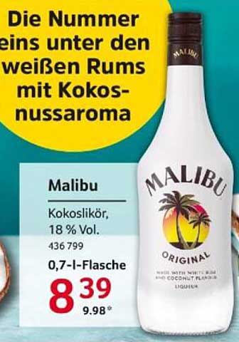 Malibu Kokoslikör, 18 % Vol, 0,7 l-Flasche