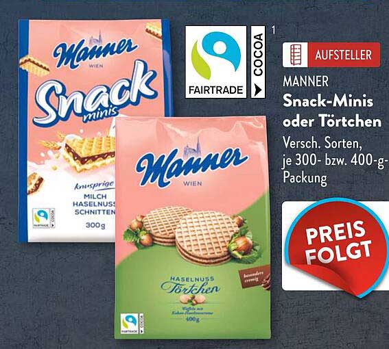 Manner Snack-Minis oder Törtchen