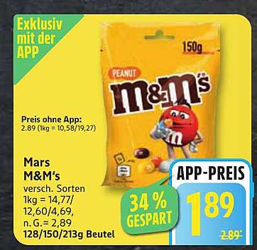 Mars M&M’s Peanut 150g Beutel - Exklusiv mit der APP