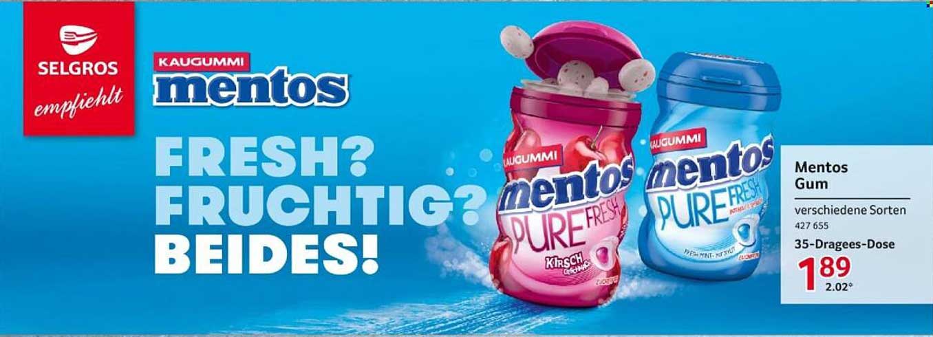 Mentos Kaugummi - verschiedene Sorten