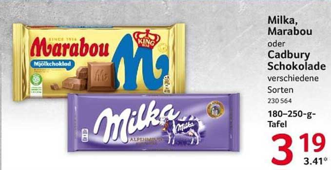 Milka, Marabou oder Cadbury Schokolade – verschiedene Sorten