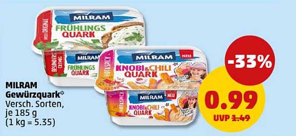 MILRAM Gewürzquark – Verschiedene Sorten, je 185 g