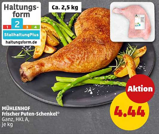 MÜHLENHOF Frischer Puten-Schkenkel* - Ganz, HKL A, je kg