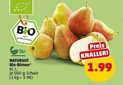 NATURGUT Bio-Birnen - 500-g-Schale für nur 1,99 €