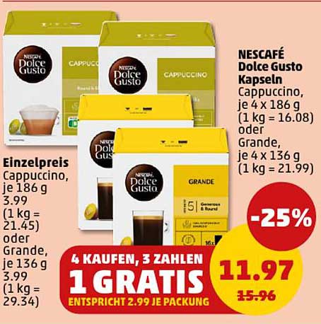 NESCAFÉ Dolce Gusto Kapseln – 4 kaufen, 3 zahlen!
