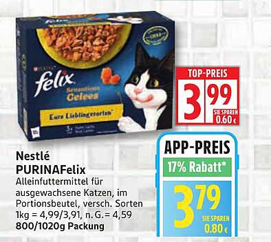 Nestlé PURINA Felix - Alleinfuttermittel für ausgewachsene Katzen